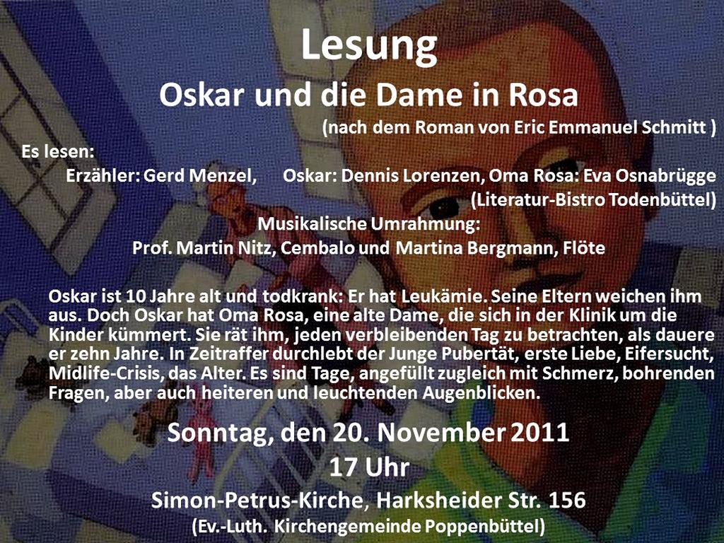 MARTINA-BERGMANN Events Instrumentalistin 20.11.2011-Lesung-Oskar-und-die-Dame-in-Rosa-Flyer